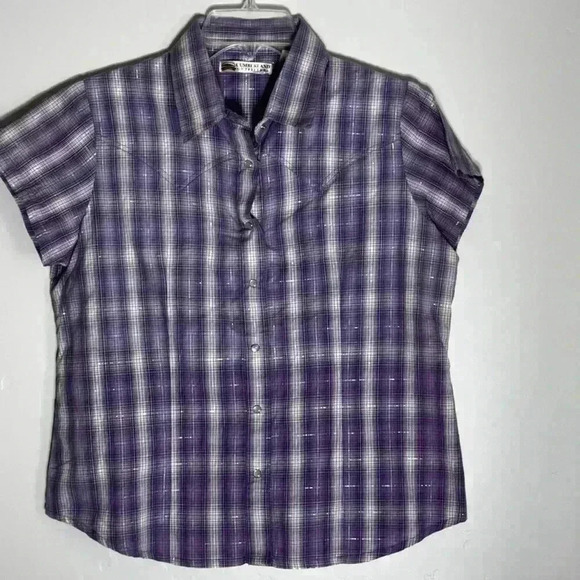 Cumberland Outfitters Shirt Western Rodeo Purple Silver Threading Size Small - Picture 1 of 8